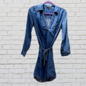 Velvet Heart XS Denim shirt dress with tie.